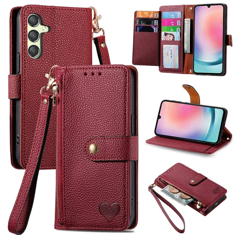 For Samsung Galaxy A25 5G (Global) (161.0 x 76.5 x 8.3mm) Case Leather RFID Blocking Phone Cover