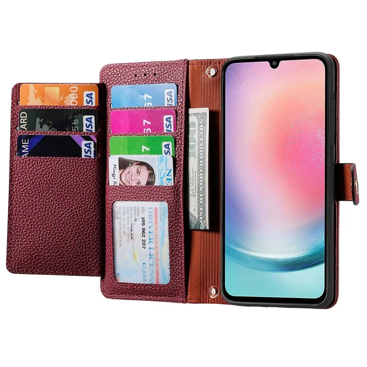 For Samsung Galaxy A25 5G (Global) (161.0 x 76.5 x 8.3mm) Case Leather RFID Blocking Phone Cover