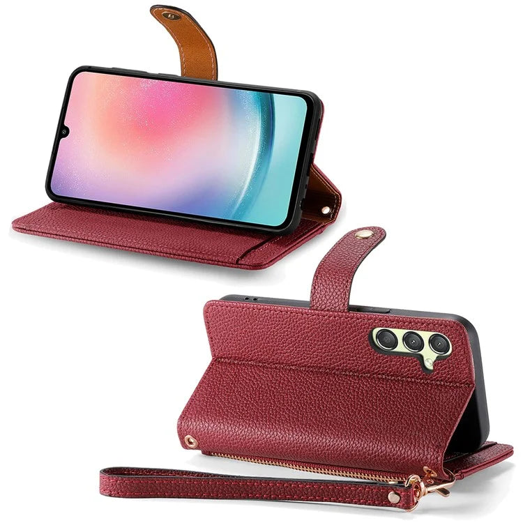 For Samsung Galaxy A25 5G (Global) (161.0 x 76.5 x 8.3mm) Case Leather RFID Blocking Phone Cover