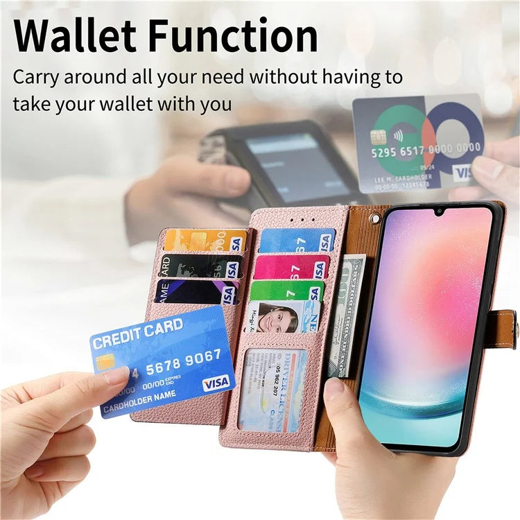For Samsung Galaxy A25 5G (Global) (161.0 x 76.5 x 8.3mm) Case Leather RFID Blocking Phone Cover