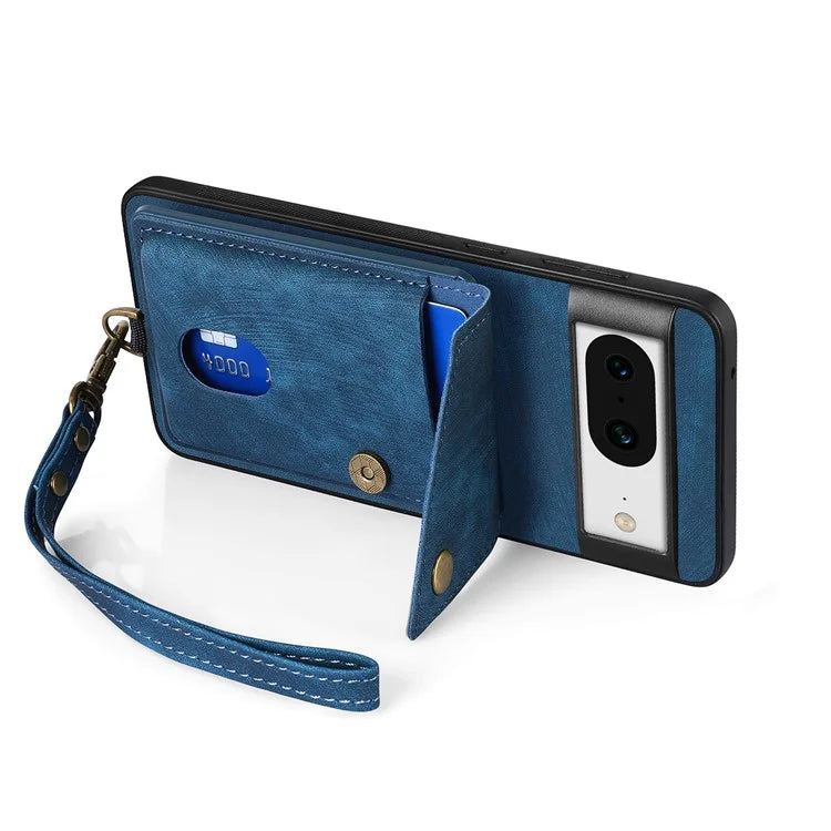D1 For Google Pixel 8 Cell Phone Case Retro Card Holder Kickstand Cover