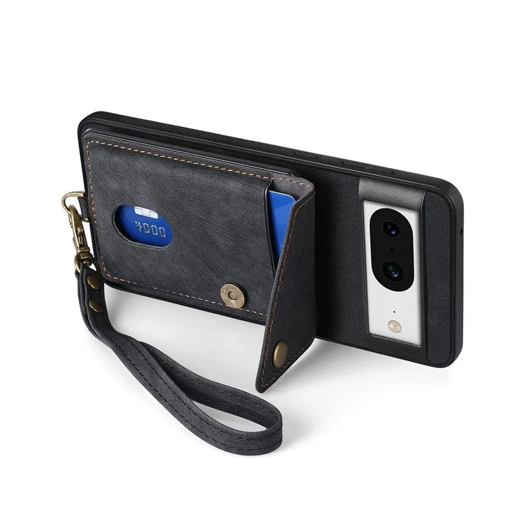 D1 For Google Pixel 8 Cell Phone Case Retro Card Holder Kickstand Cover