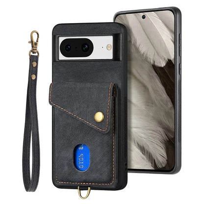 D1 For Google Pixel 8 Cell Phone Case Retro Card Holder Kickstand Cover