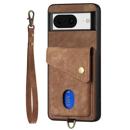 D1 For Google Pixel 8 Cell Phone Case Retro Card Holder Kickstand Cover