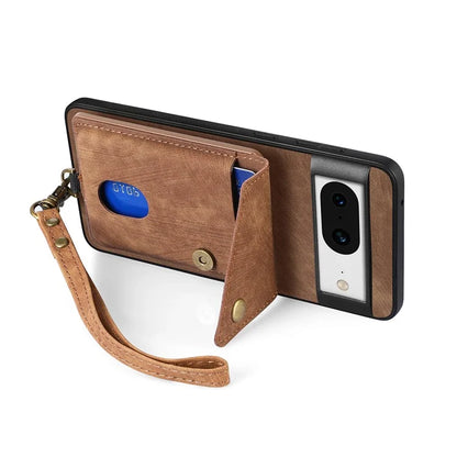 D1 For Google Pixel 8 Cell Phone Case Retro Card Holder Kickstand Cover