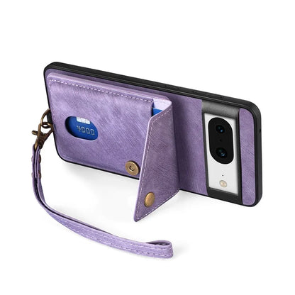 D1 For Google Pixel 8 Cell Phone Case Retro Card Holder Kickstand Cover