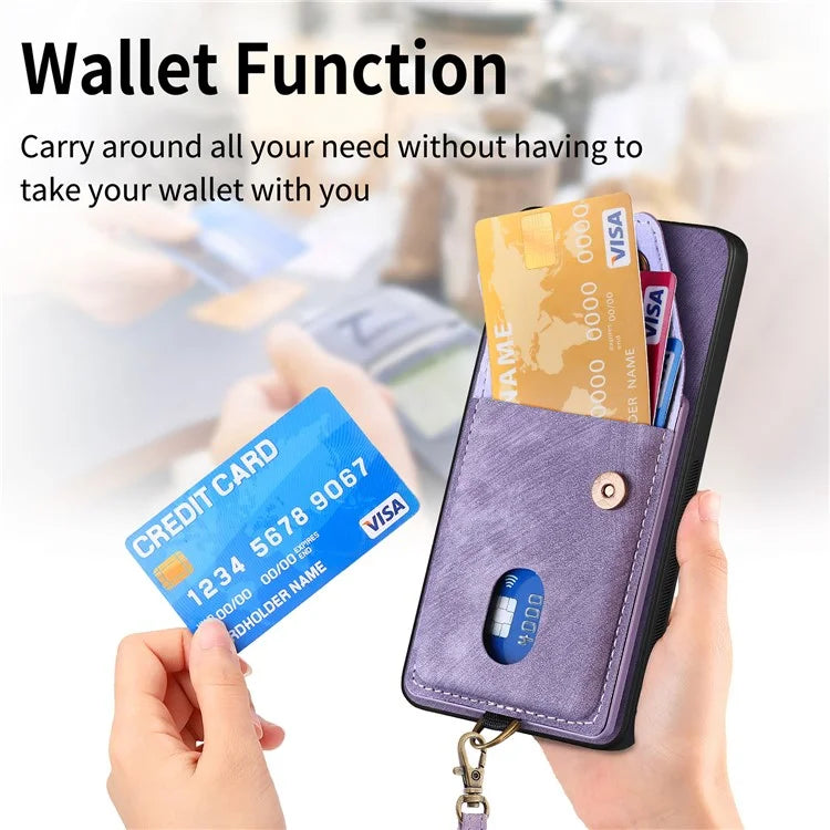 D1 For Google Pixel 8 Cell Phone Case Retro Card Holder Kickstand Cover