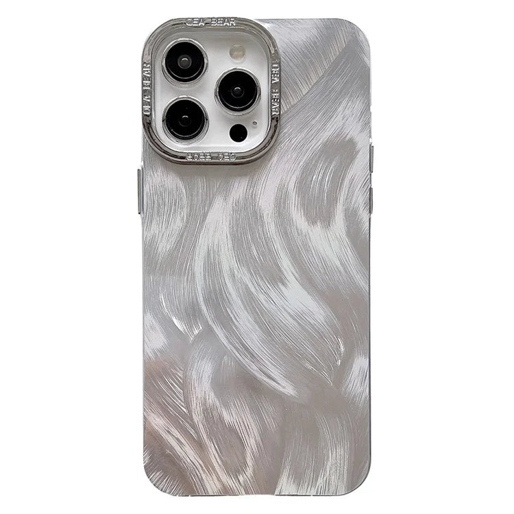 For iPhone 15 Pro Max Case TPU+PC Feather Pattern IMD Electroplated Phone Cover