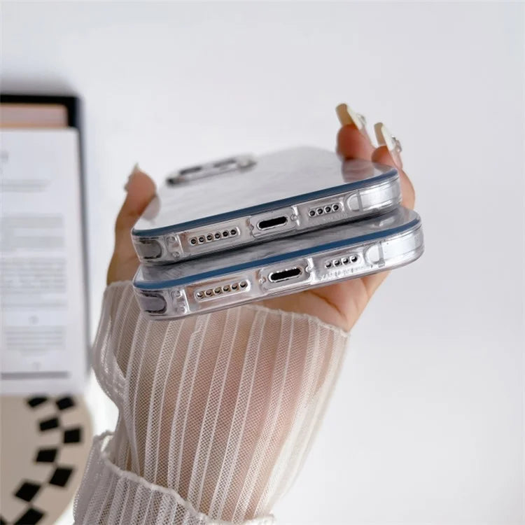 For iPhone 15 Pro Max Case TPU+PC Feather Pattern IMD Electroplated Phone Cover