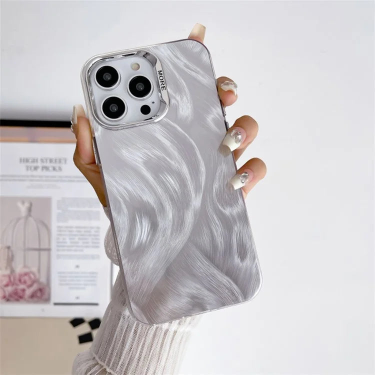For iPhone 15 Pro Cell Phone Case TPU+PC Feather Pattern IMD Protective Cover