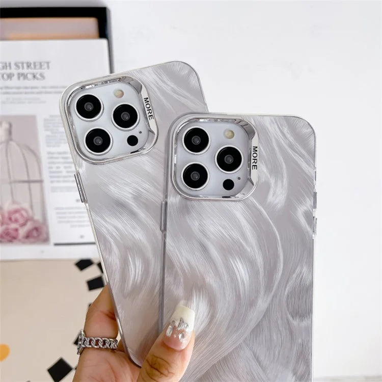 For iPhone 15 Pro Cell Phone Case TPU+PC Feather Pattern IMD Protective Cover