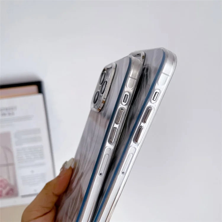 For iPhone 15 Pro Cell Phone Case TPU+PC Feather Pattern IMD Protective Cover