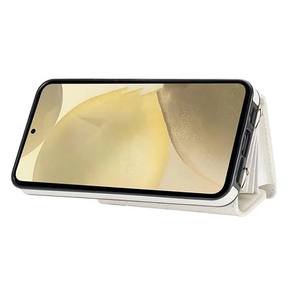 026 For Samsung Galaxy S24 Kickstand Phone Case Rhombus Grid Pattern with 2 Straps