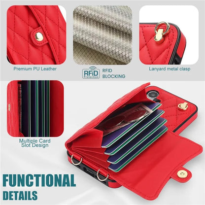 026 For Samsung Galaxy S24 Kickstand Phone Case Rhombus Grid Pattern with 2 Straps