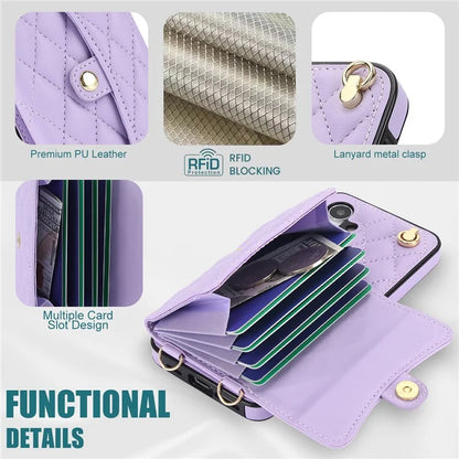 026 For Samsung Galaxy S24 Kickstand Phone Case Rhombus Grid Pattern with 2 Straps