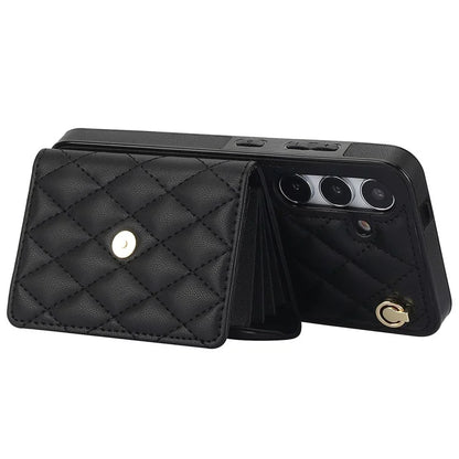 026 For Samsung Galaxy S24+ Card Case Leather Coated TPU Phone Cover with 2 Straps