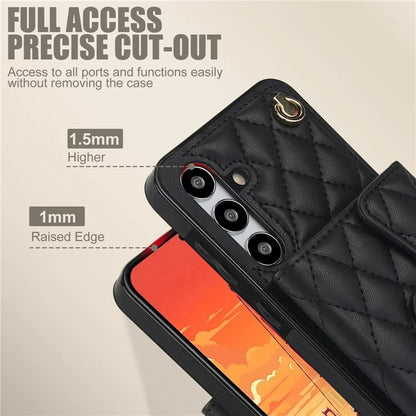 026 For Samsung Galaxy S24+ Card Case Leather Coated TPU Phone Cover with 2 Straps