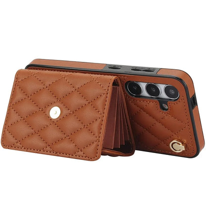 026 For Samsung Galaxy S24+ Card Case Leather Coated TPU Phone Cover with 2 Straps