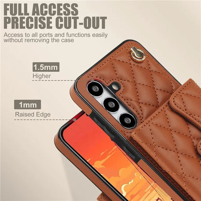 026 For Samsung Galaxy S24+ Card Case Leather Coated TPU Phone Cover with 2 Straps