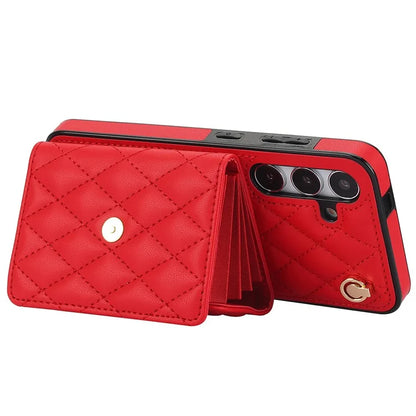 026 For Samsung Galaxy S24+ Card Case Leather Coated TPU Phone Cover with 2 Straps
