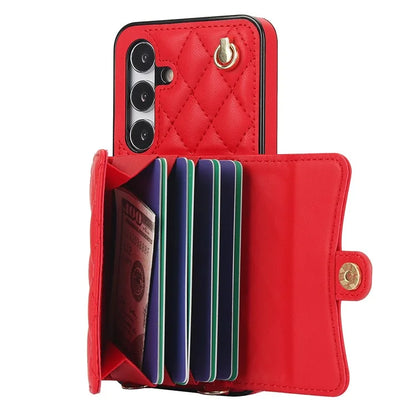 026 For Samsung Galaxy S24+ Card Case Leather Coated TPU Phone Cover with 2 Straps