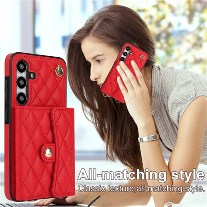 026 For Samsung Galaxy S24+ Card Case Leather Coated TPU Phone Cover with 2 Straps