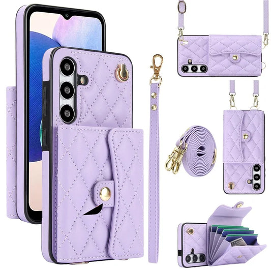 026 For Samsung Galaxy A14 4G / 5G Crossbody Phone Card Case with Hand Strap
