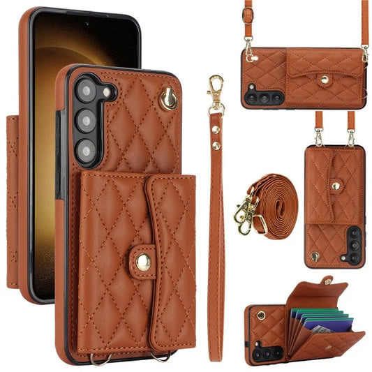 026 For Samsung Galaxy S23 Kickstand Case Card Slots Crossbody Phone Cover