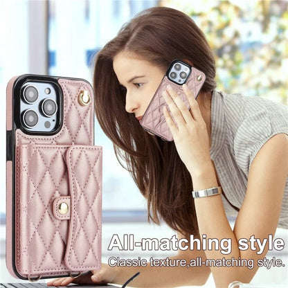 026 For iPhone 13 Pro Max Crossbody Case Leather+TPU Phone Cover Card Slots Kickstand
