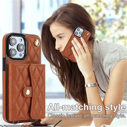 026 For iPhone 13 Pro Max Crossbody Case Leather+TPU Phone Cover Card Slots Kickstand