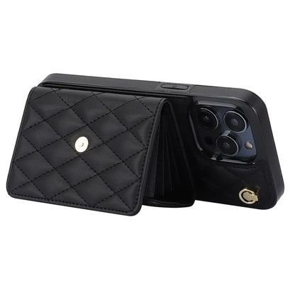 026 For iPhone 13 Pro Max Crossbody Case Leather+TPU Phone Cover Card Slots Kickstand