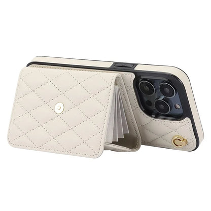 026 For iPhone 13 Pro Max Crossbody Case Leather+TPU Phone Cover Card Slots Kickstand