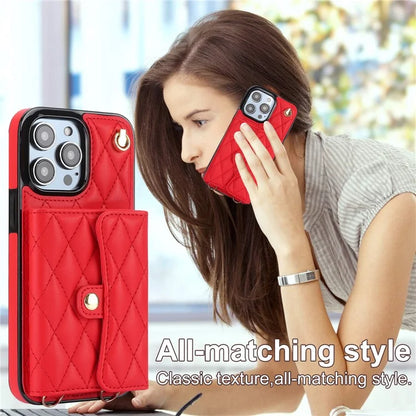 026 For iPhone 13 Pro Max Crossbody Case Leather+TPU Phone Cover Card Slots Kickstand