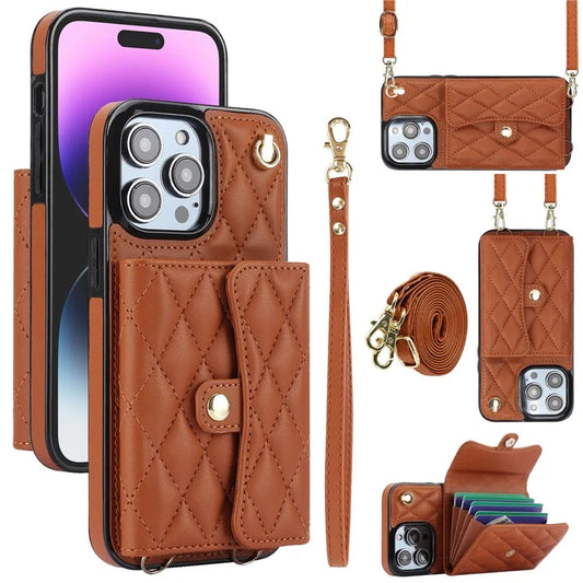 026 Kickstand Case for iPhone 14 Pro RFID Blocking Card Slots Crossbody Phone Cover