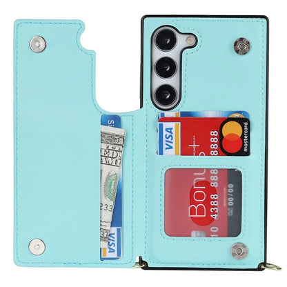 For Samsung Galaxy S24 Case Zipper Pocket RFID Blocking Cover with Shoulder Strap
