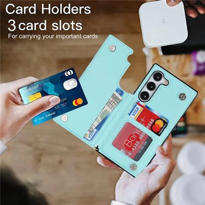 For Samsung Galaxy S24 Case Zipper Pocket RFID Blocking Cover with Shoulder Strap