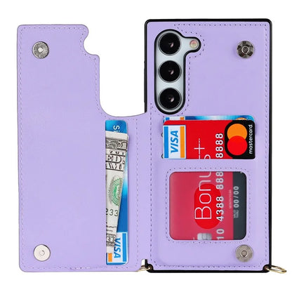 For Samsung Galaxy S24 Case Zipper Pocket RFID Blocking Cover with Shoulder Strap