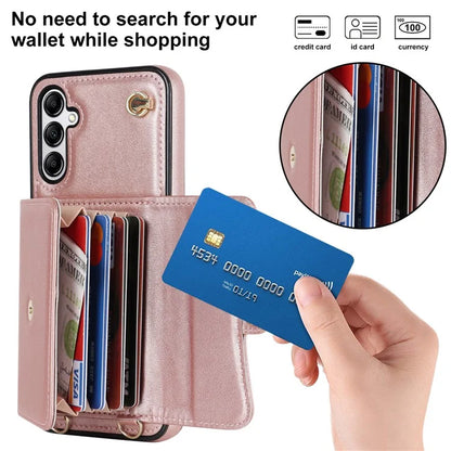 For Samsung Galaxy A15 4G / 5G Kickstand Phone Case with Card Slots and 2 Straps
