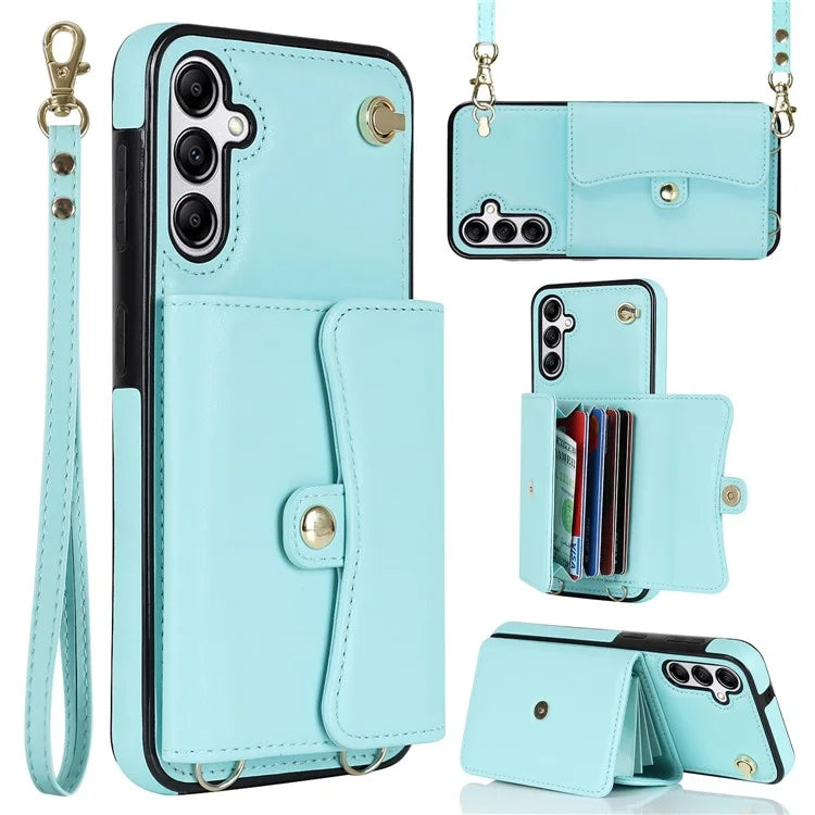 For Samsung Galaxy A15 4G / 5G Kickstand Phone Case with Card Slots and 2 Straps