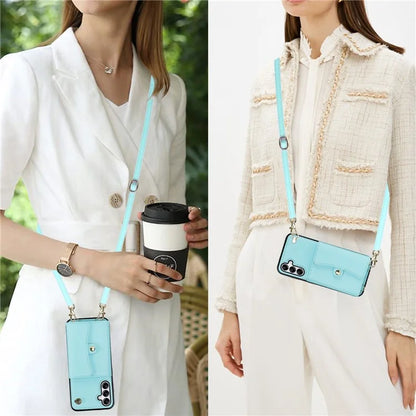 For Samsung Galaxy A15 4G / 5G Kickstand Phone Case with Card Slots and 2 Straps