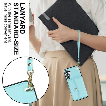 For Samsung Galaxy A15 4G / 5G Kickstand Phone Case with Card Slots and 2 Straps