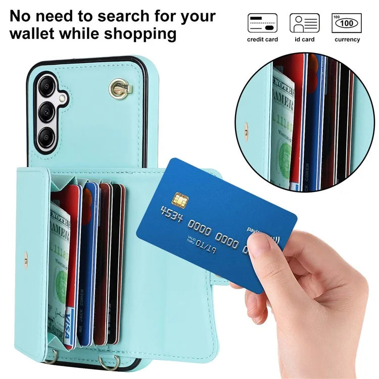 For Samsung Galaxy A15 4G / 5G Kickstand Phone Case with Card Slots and 2 Straps