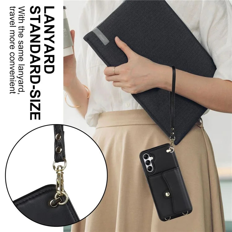 For Samsung Galaxy A15 4G / 5G Kickstand Phone Case with Card Slots and 2 Straps