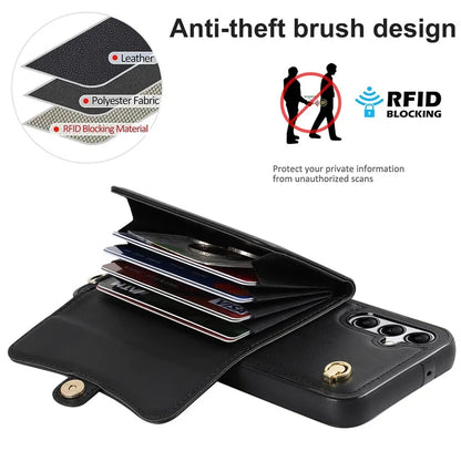 For Samsung Galaxy A15 4G / 5G Kickstand Phone Case with Card Slots and 2 Straps
