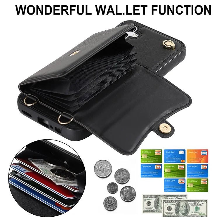 For Samsung Galaxy A15 4G / 5G Kickstand Phone Case with Card Slots and 2 Straps