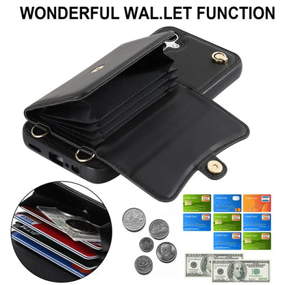 For Samsung Galaxy A15 4G / 5G Kickstand Phone Case with Card Slots and 2 Straps