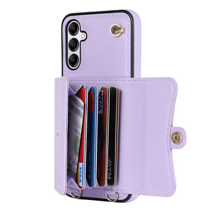 For Samsung Galaxy A15 4G / 5G Kickstand Phone Case with Card Slots and 2 Straps