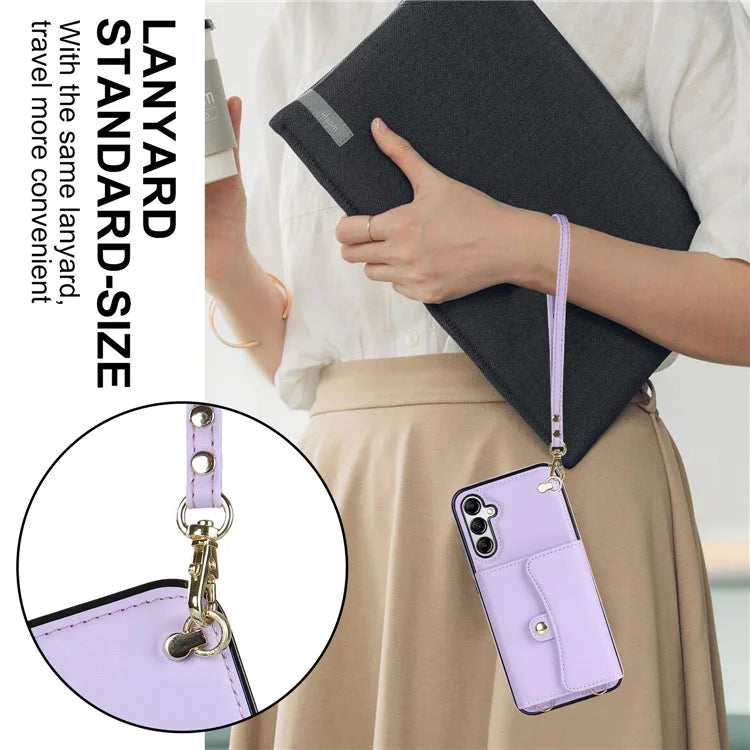 For Samsung Galaxy A15 4G / 5G Kickstand Phone Case with Card Slots and 2 Straps