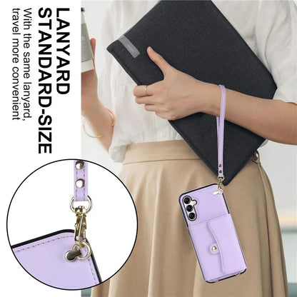 For Samsung Galaxy A15 4G / 5G Kickstand Phone Case with Card Slots and 2 Straps