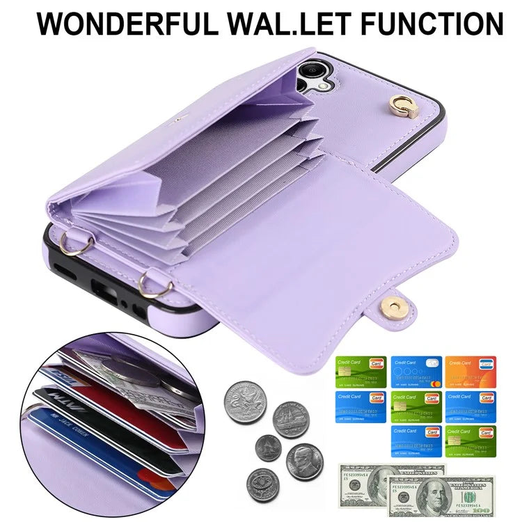 For Samsung Galaxy A15 4G / 5G Kickstand Phone Case with Card Slots and 2 Straps